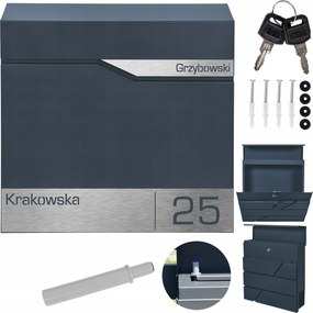 Nagy Antracit Postaláda Laminált, Szálcsiszolt Acél Címmel