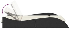 fekete polyrattan napozóágy párnákkal 114x205x73 cm