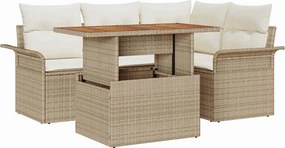 vidaXL Kerti Kanapé Szett tárolóval 5 pcs Bézs Poli rattan