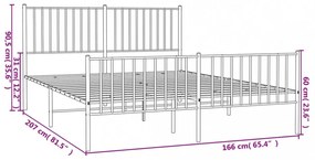 fehér fém ágykeret fej- és lábtámlával 160x200 cm