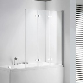 Stuxi Ravenna 120x140 cm 3 szárnyú összecsukható kádparaván, 6 mm vízlepergető üveg, króm