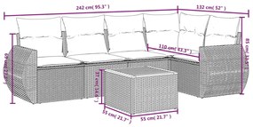 6 részes szürke polyrattan kerti ülőgarnitúra párnákkal