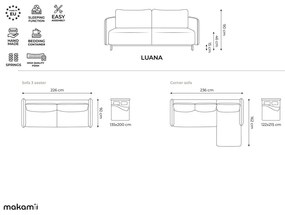 Rózsaszín kinyitható-tárolóhelyes sarokkanapé (bal oldali) Luana – Makamii