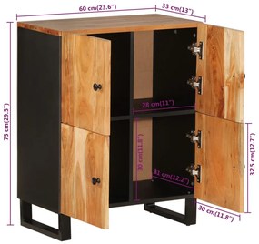 tömör akácfa tálalószekrény 4 ajtóval 60 x 33 x 75 cm