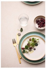 Fehér-zöld kőedény desszertes tányér ø 21 cm Gastro White/Green – Bitz