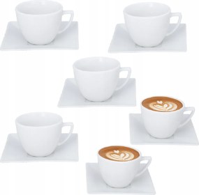 6 db-os csésze szett Fehér Classic Lubiana 280ml csészealjjal 15 cm