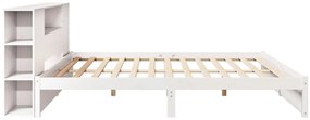 fehér tömör fenyőfa könyvespolcos ágy matrac nélkül 180x200 cm