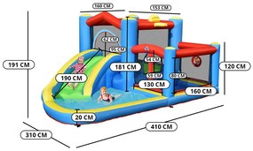 Felfújható vízipark csúszdával, trambulinnal, medencével