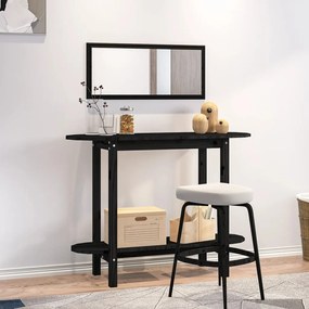 Fekete tömör fenyőfa tálalóasztal 110x40x80 cm