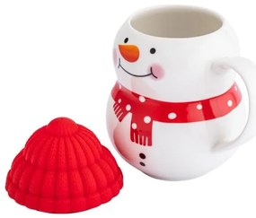 Karácsonyi bögre Hóemberes porcelán szilikon sapkában - 380 ml