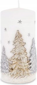 Fehér Gyertya Karácsonyfa Csillag Csillámos Henger 14x7cm Karácsonyi Ajándék