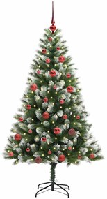 Műanyag csuklós karácsonyfa bolyhos hóval Zöld és fehér 150 cm