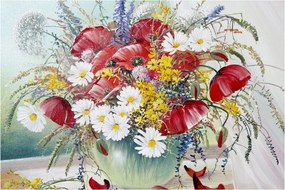 Egy váza képe vadvirágokkal (90x60 cm)