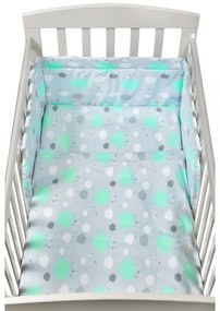 2-részes ágyneműhuzat New Baby 90/120 cm felhőcske menta