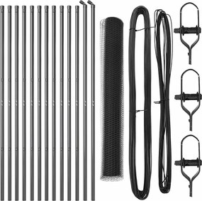 vidaXL Kerítésoszlop Szürke 25 x 1,4 m (13 mm háló) Acél és PVC