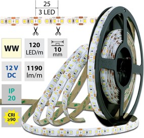 Schmachtl McLED Led szalag SMD2835 meleg fehér, DC12V, IP20, 10mm, fehér 5m
