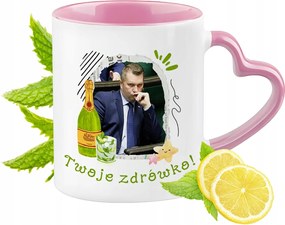 Fekete Rózsaszín Bögre Szív Alakú Füllel Kávé Ajándék