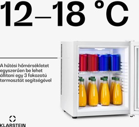 Klarstein Brooklyn 32, mini hűtőszekrény, üvegajtó, LED világítás, polcok