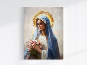Canvas Szűz Mária Vászonkép Virágokkal 60x80