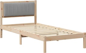 vidaXL Ágykeret Kárpitozott Fejtámlával Világosszürke 90 x 200 cm