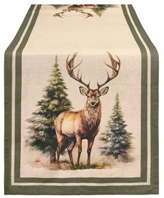Karácsonyi asztali futó 50x150 pamut Bosco incantato szarvas