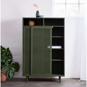 Sötétzöld fém szekrény tolóajtóval 90x140x40 cm Veep – Unique Furniture