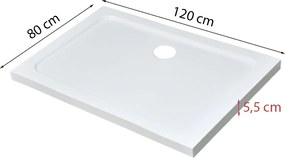 Modena Slim aszimmetrikus szögletes akril zuhanytálca, 80x120x5,5 cm-es méretben