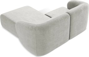 Világosszürke zsenília sarokkanapé (jobb oldali-heverő résszel) Lani – Makamii