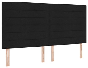Boxspring ágy matraccal és LED világítással, fekete, 200x200 cm szövet