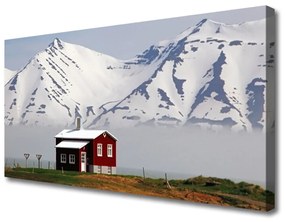 Vászonkép Mountain Home táj hó 140x70 cm