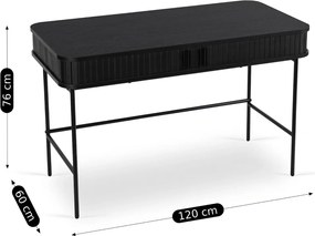Íróasztal 120 cm méretben, bordázott fekete kivitelben TRISH