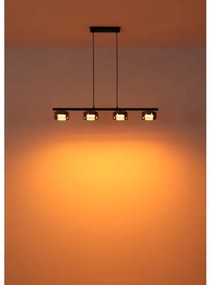 Globo 16055-4HS - LED Csillár zsinóron HIGGINS 4xGX53/6W/230V füstös/fekete