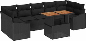 vidaXL Kert étkező szett párnával 8 pcs Fekete és Barna