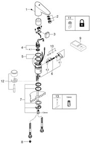 GROHE 36207001 - Elektronikus mosdócsaptelep EUROPLUS E DN 15 fényes króm