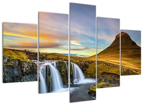 Kép a hegyekről és vízesésekről Izlandon (150x105 cm)