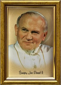 Vászonkép 18x13 Szent II. János Pál Pápa Arany Díszített Fa Keret