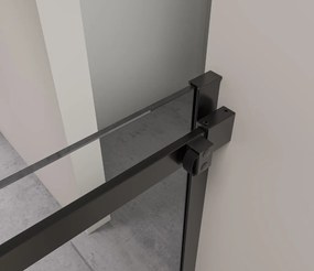 Erga Lynn, tolóajtós zuhanykabin 140 (ajtó) x 120 (fal) x 195 cm, 8mm szürke üveg, fekete profil, ERG-V02-LYNN-D140G120-GR-BK