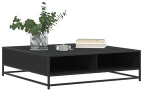 fekete szerelt fa és fém dohányzóasztal 100 x 100 x 30 cm