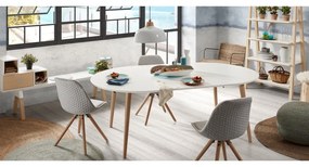 Fehér bővíthető étkezőasztal fehér asztallappal ø 120 cm Oqui – Kave Home