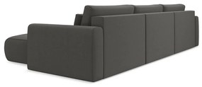 Sötétszürke bársony kinyitható-tárolóhelyes (U alakú) sarokkanapé Kapua – Makamii