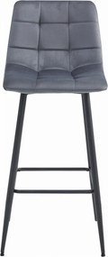 Bárszék fekete lábakkal ARCETO VELVET, sötétszürke