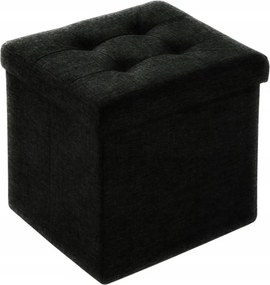 Összecsukható puff foltvarrás tárolóval felső 38x38x38 Smukee fekete 073