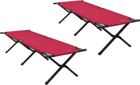 vidaXL Összecsukható Kemping Ágy 2 pcs Piros 193 x 69 x 45 cm