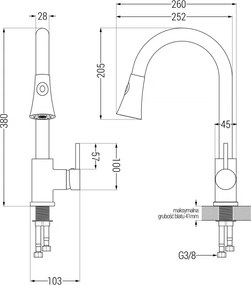 Mexen ELIA - Magas csap / mosogató, Fekete, 670101-70