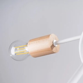 Sollux SL.1475 - Felületre szerelhető csillár EMBER 5xE27/15W/230V fehér/bézs/bükkfa