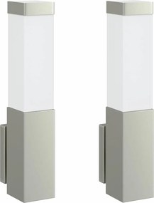vidaXL Kültéri Fali Lámpa 2 pcs Ezüst 10.5 x 6 x 33 cm