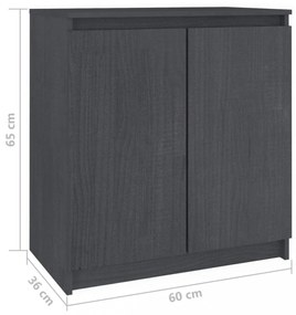 szürke tömör fenyőfa kisszekrény 60 x 36 x 65 cm