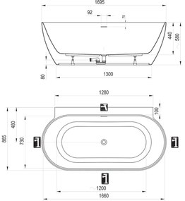 Ravak CC71400000 - FREEDOM kád 170x87 cm akril/kék