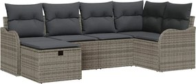 vidaXL Kerti Kanapé Szett párnával tárolóval 6 pcs Szürke Poli rattan