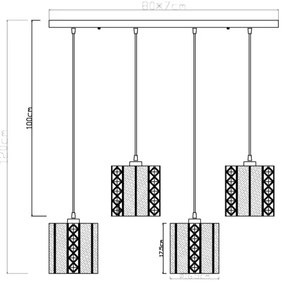Globo 15450-4H ABINY 4xE27/60W/230V arany-fekete függeszték